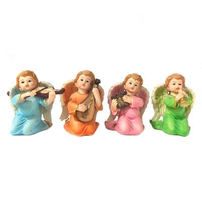 4 piece set with wings and music resin angel statue for home decoration