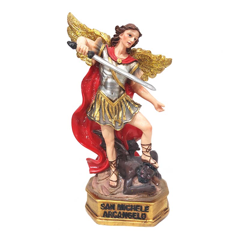 Home decoration custom resin foot step on the devil with a sword Archangel Michele polyresin figurine