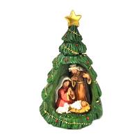 Christmas tree shape Christmas ornament polyresin holy family figurine decorative figurines