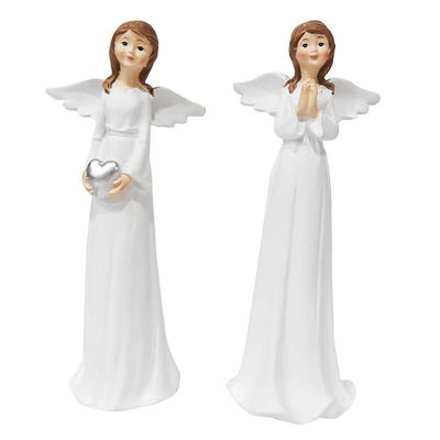Christmas decoration custom polyresin white angel statue with wing