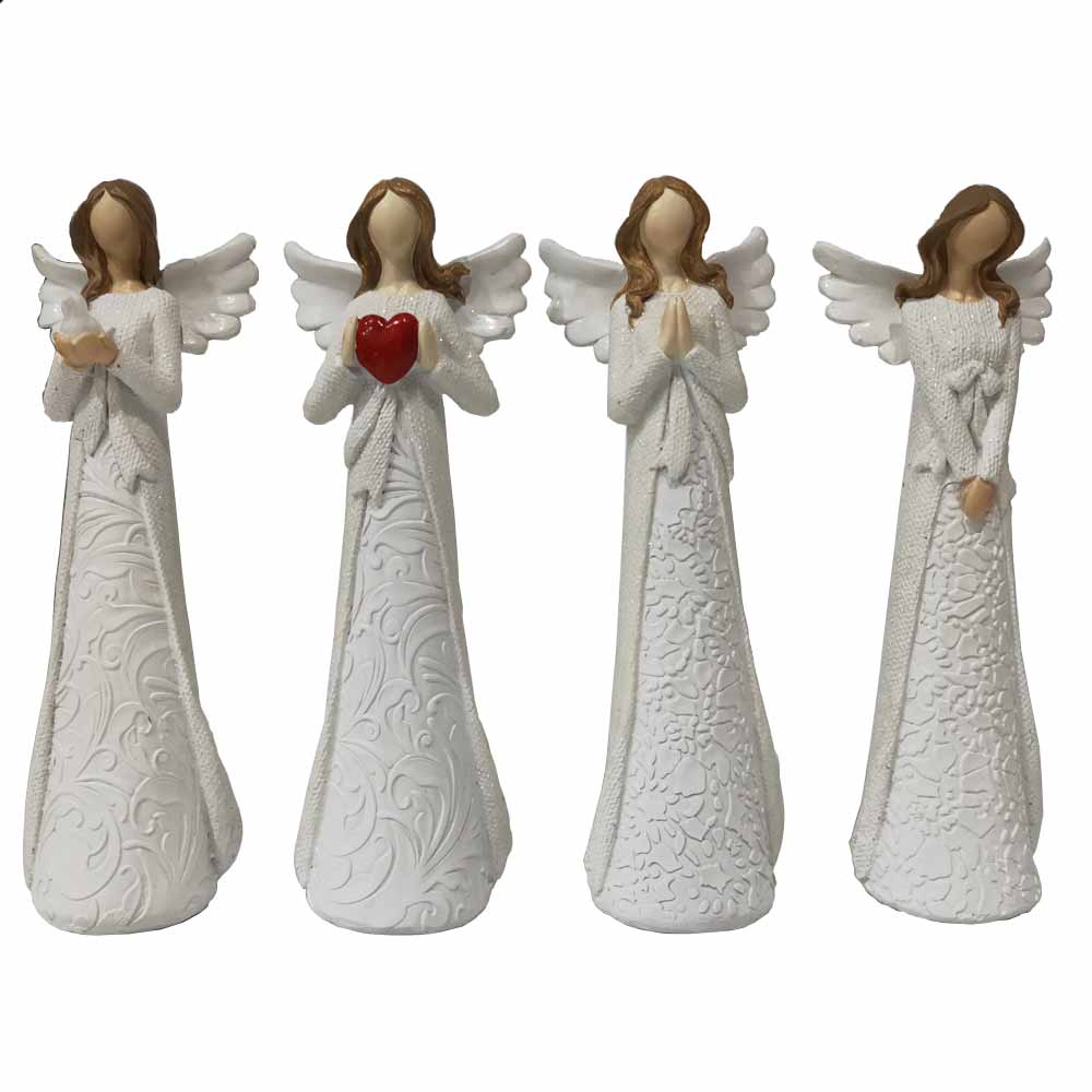 Custom home Christmas decoration handmade polyresin white abstract angel statue