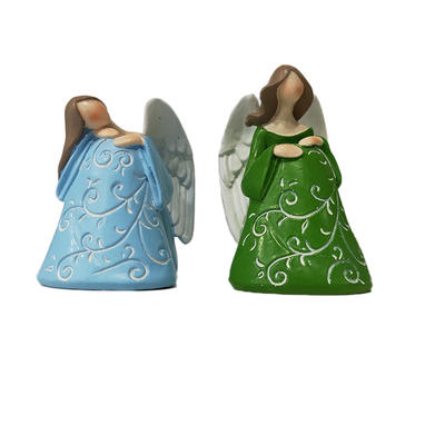 Wholesale cheap green and light blue sitting polyresin figurines