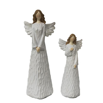 Wholesale home deco craft standing polyresin resin wing white angel figurine