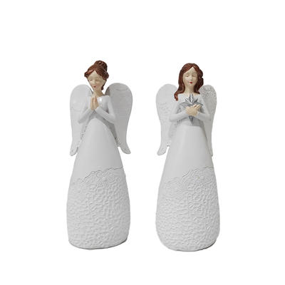 polyresin holiday gifts hand made girl praying white souvenir angel figurine