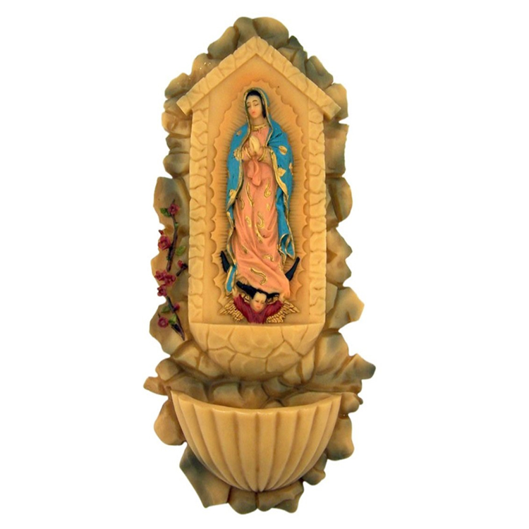 Our lady of guadalupe statue resin holy water font