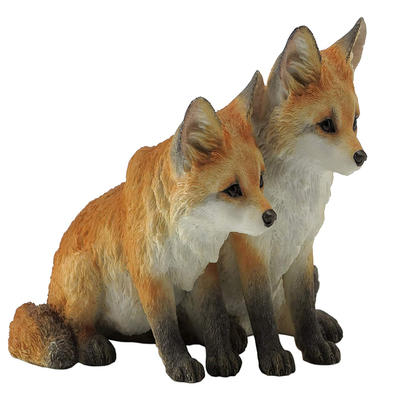 Custom flocked animal figurine  fox figurine ornament statue
