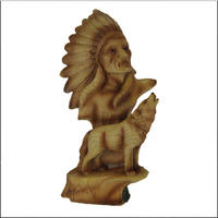 Polyresin native american statue howling wolf garden decor figure