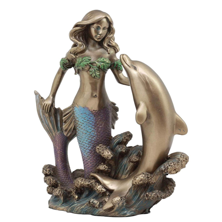 Polyresin mermaid dolphin figures  decoration garden figurine