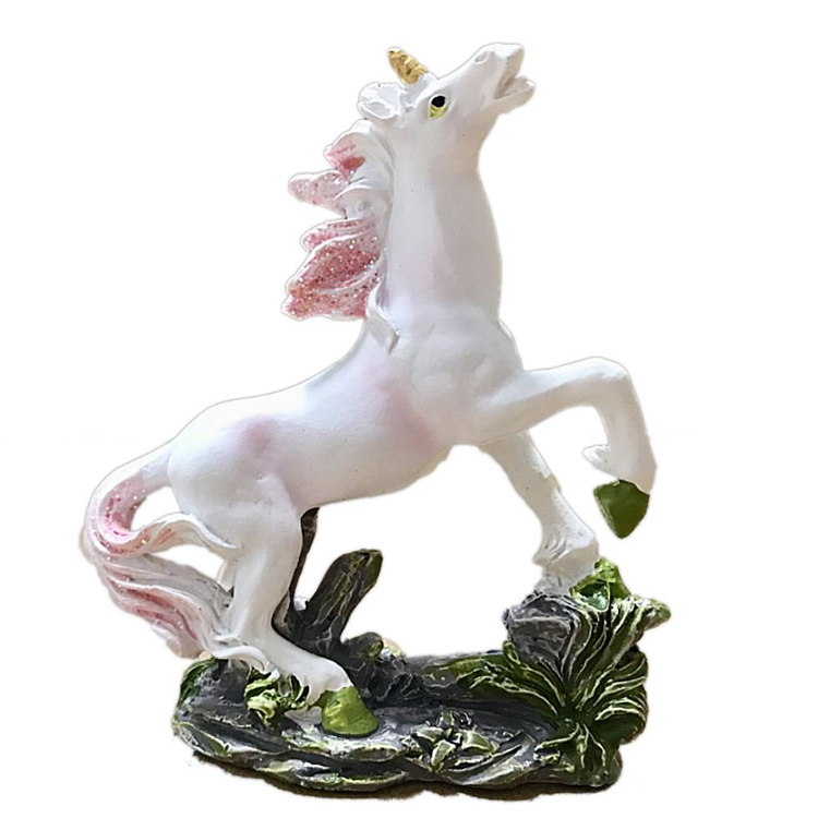 Red unicorn gift item polyresin statue rearing garden decor