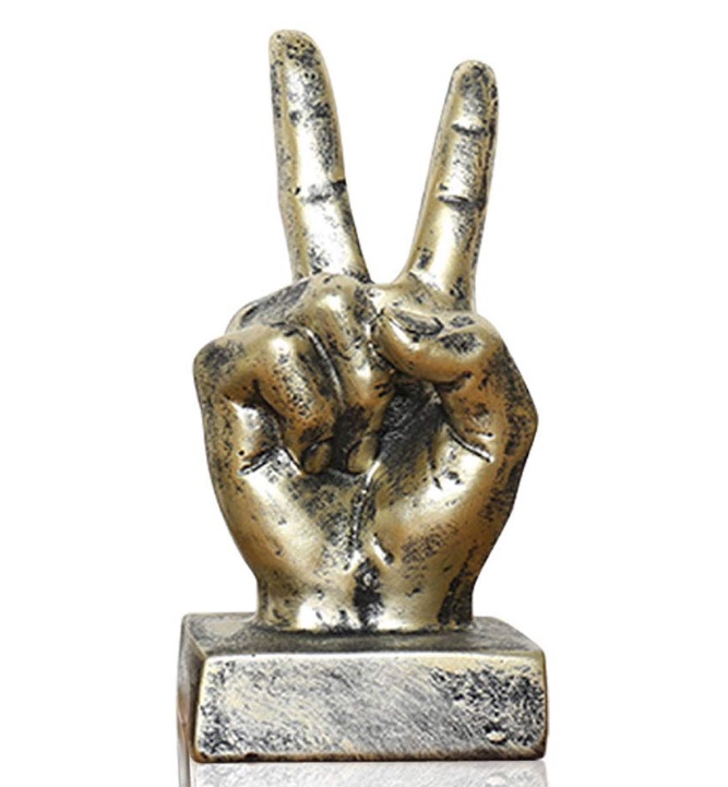 Resin hand sculpture victory finger statue home ornament