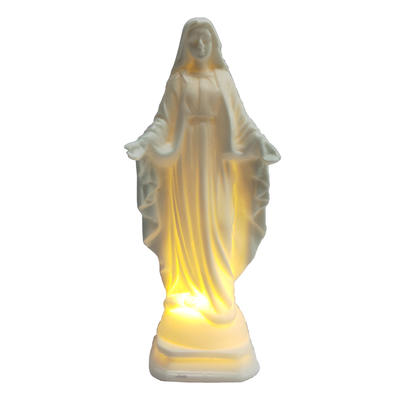 Mary Statue Vintage Virgin Mary White Ceramic Figurine LED