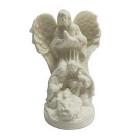 Holy Family with Angel, Ceramic White Nativity Scene LED Figurines