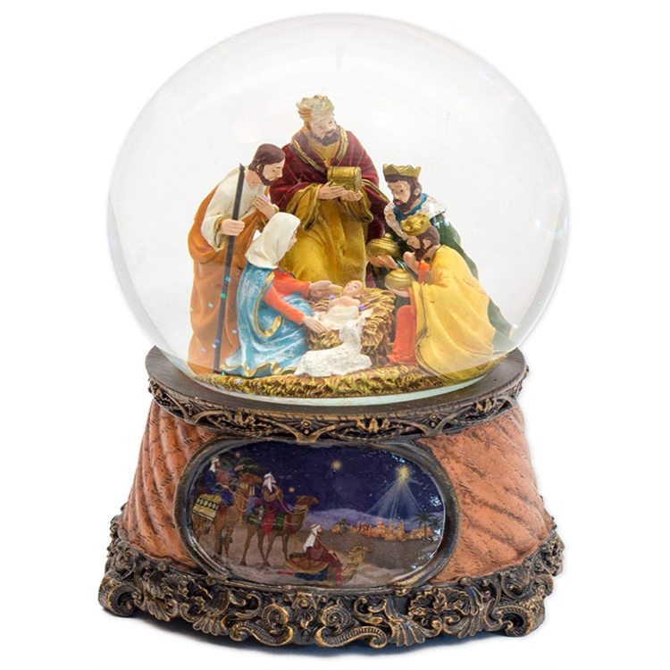 Resin Snow Globe Christmas Nativity Globe Miniature Nativity