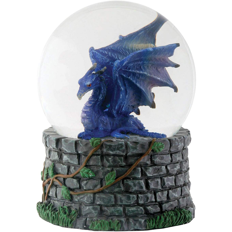 Factory Resin Water Ball Midnight Dragon Water Statue Snow Globe Figurine