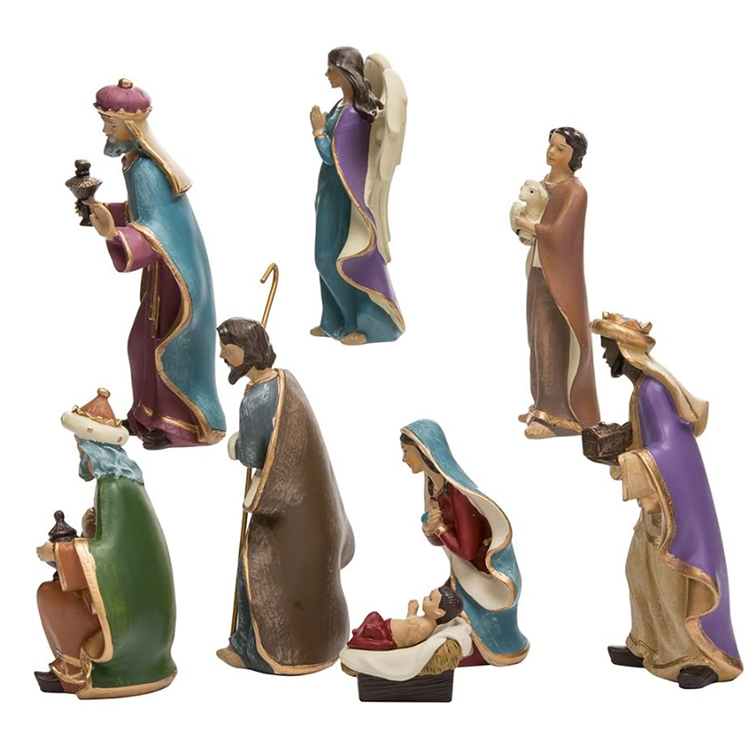 Set of 8 Resin Nativity Figurine Set Home Decoration Christmas Ornament Gifts