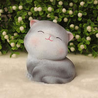 Mini Cats Miniature Gray Micro Cat Ornament Decorations Home Office Decor Resin