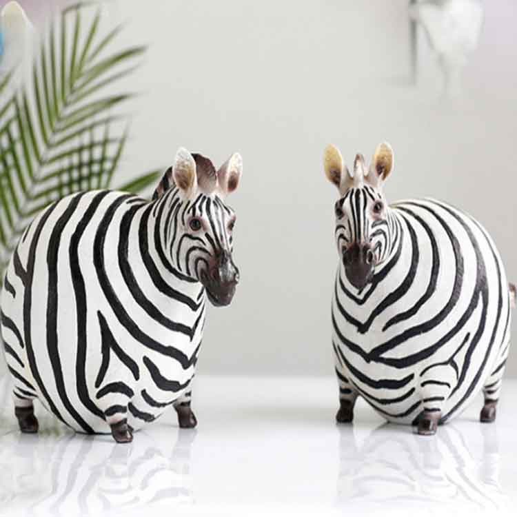 African Animal Zebra Statue Resin Figurine Black and White Striped Zebra Home Statue