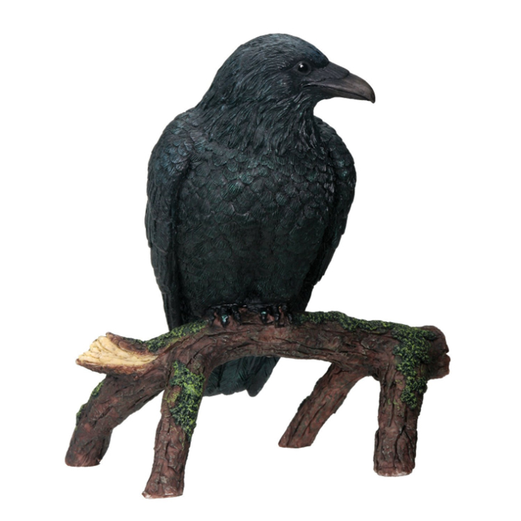 Black artificial resin crow miniature mini decor